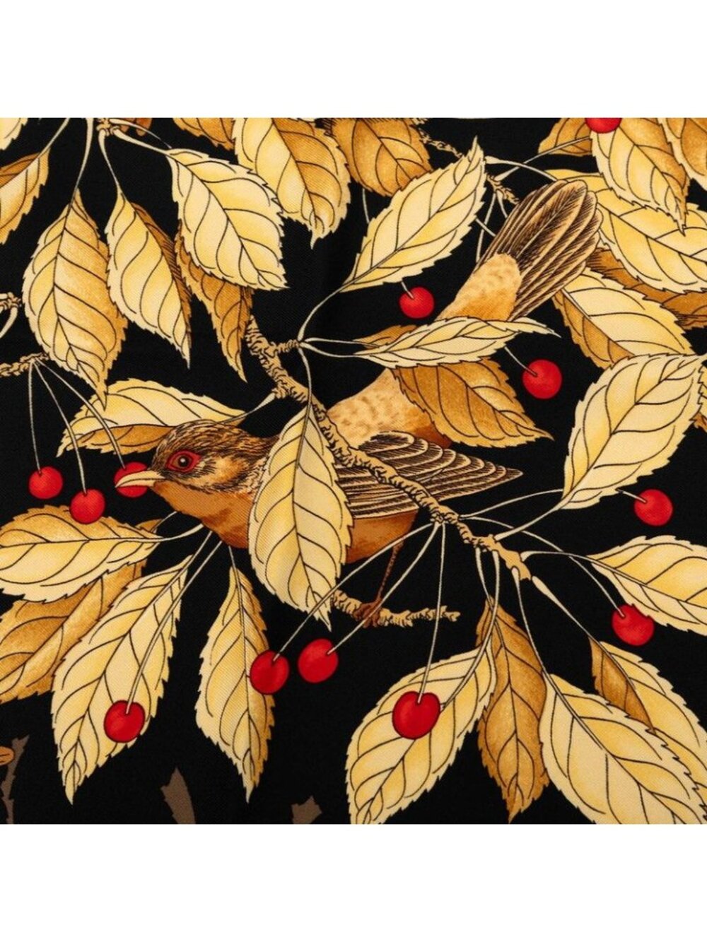 ★SOLD★ Hermes Carre 90 Les Merises Cherry Scarf Large Black Multicolor Silk - Picture 5 of 8
